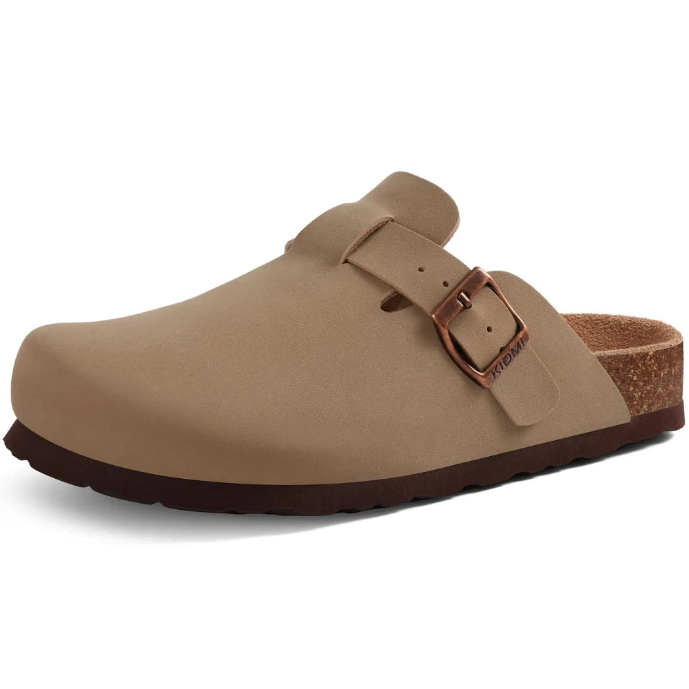Genuine Suede Buckle Clogs