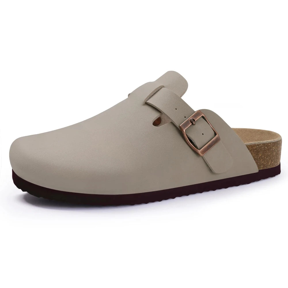 Genuine Suede Buckle Clogs