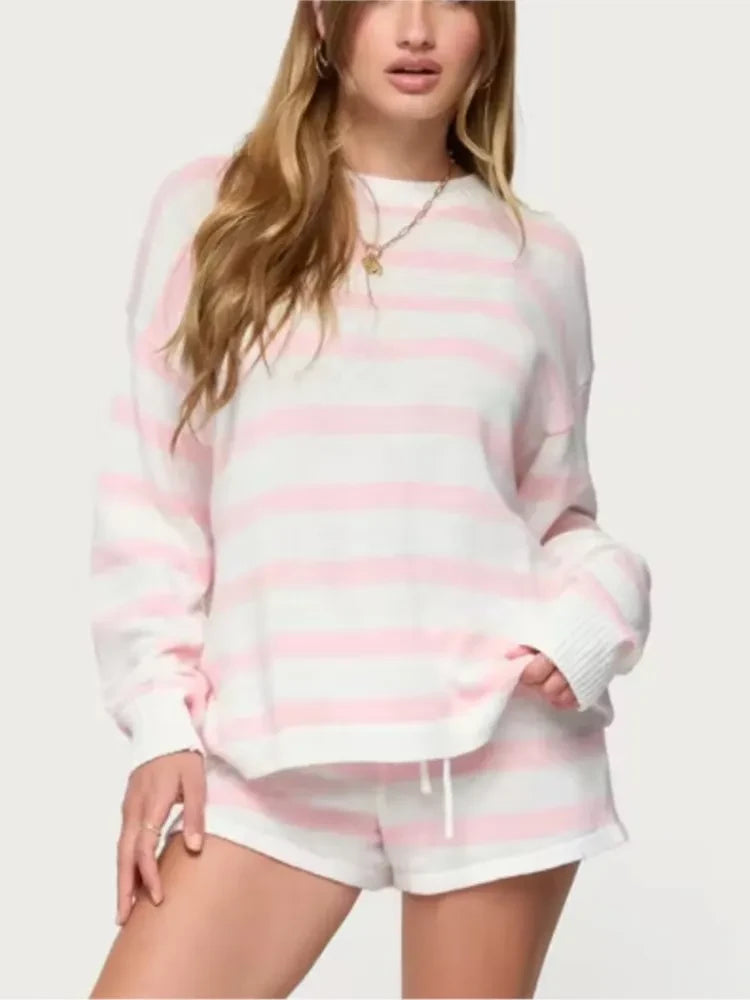Striped Knitted Lounge Set