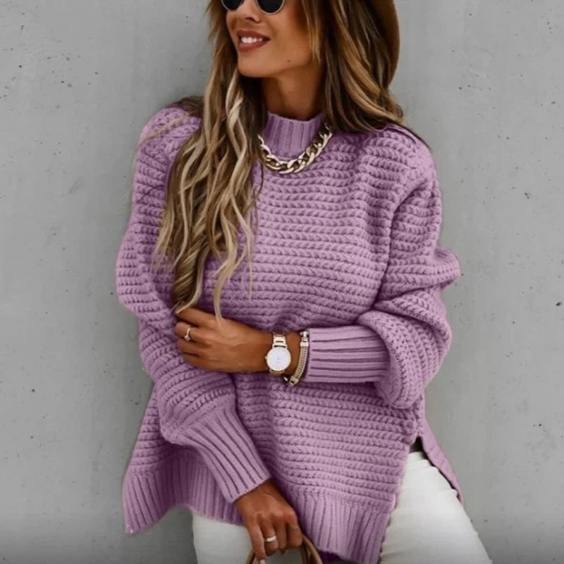 Knitted Mock Neck Sweater