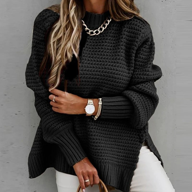 Knitted Mock Neck Sweater