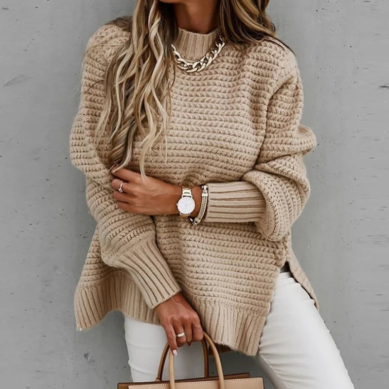 Knitted Mock Neck Sweater