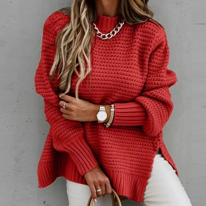 Knitted Mock Neck Sweater